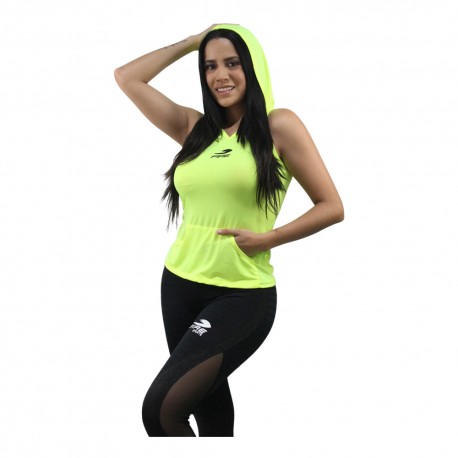 BLUSA O PLAYERA DEPORTIVA CON GORRO FIRE SPORTS FEMENIL AMARILLO